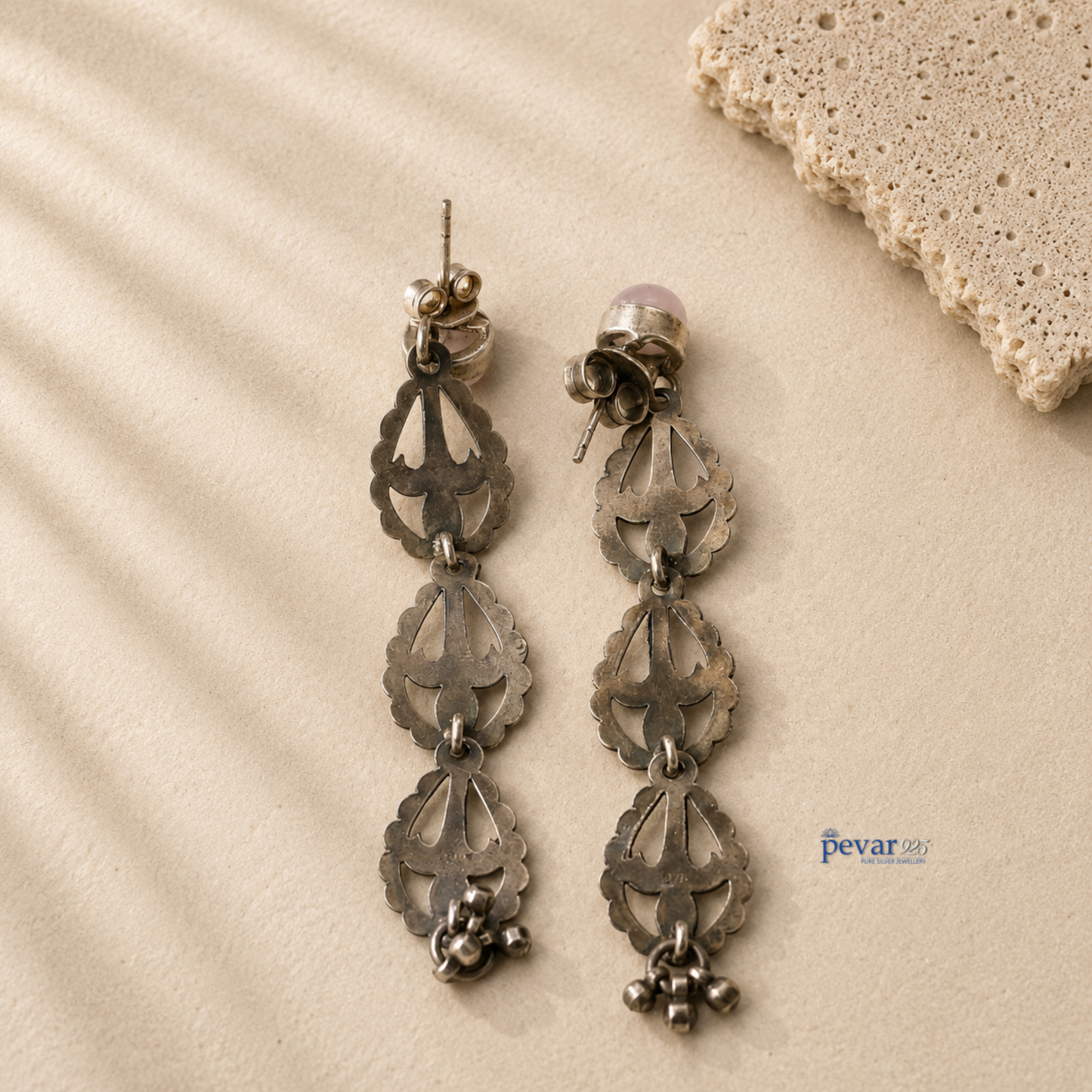 Oxidized Silver Multi Leaf Hook Earrings