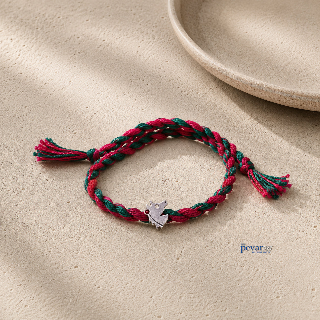 Oxidized Silver Unicorn Rakhi Charm Bracelet