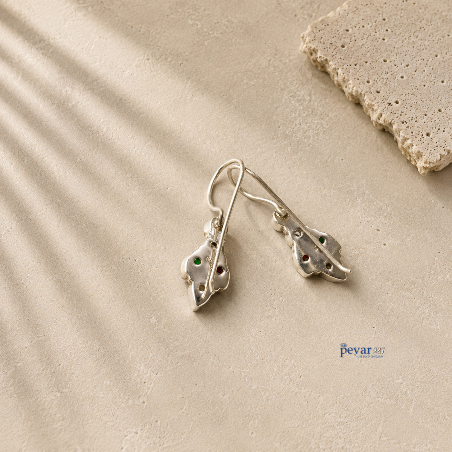 Oxidized Silver Colorful leaf earrings