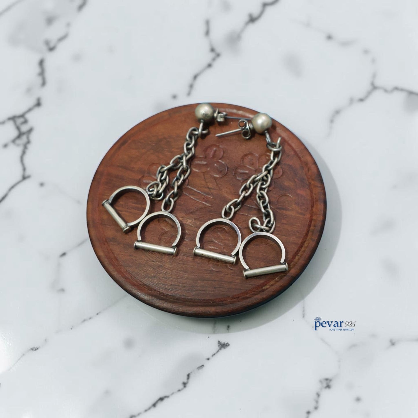 Oxidized Stylish Silver Handcuffs Earrings