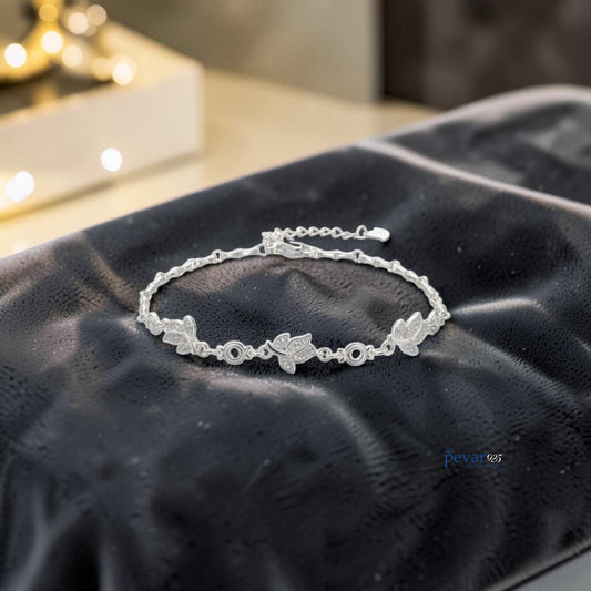 Sterling Silver Multi Rose Flower Bracelet