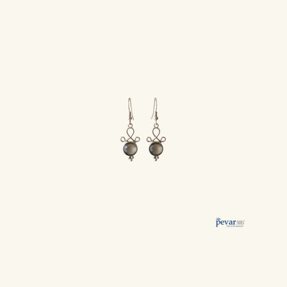 Oxidized Silver Blue Crom Hook Earrings