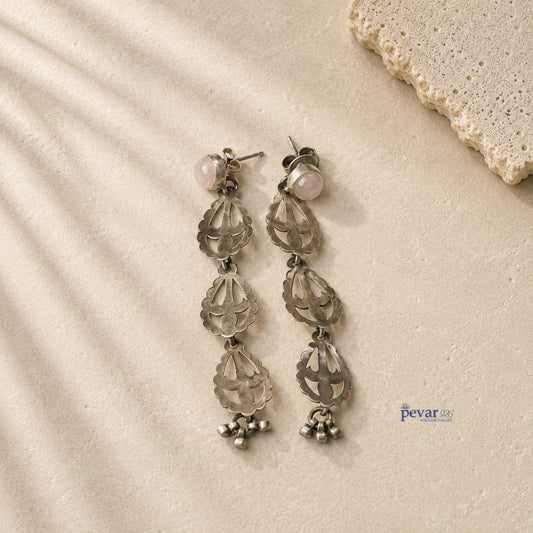 Oxidized Silver Multi Leaf Hook Earrings