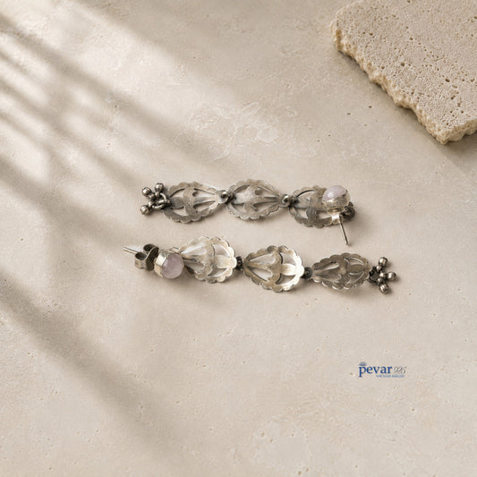 Oxidized Silver Multi Leaf Hook Earrings