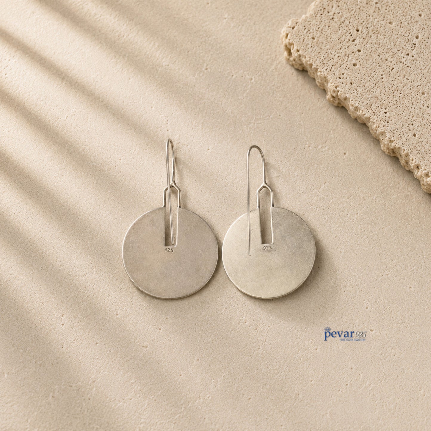 Oxidized Silver Ruby Stone Disc Earrings