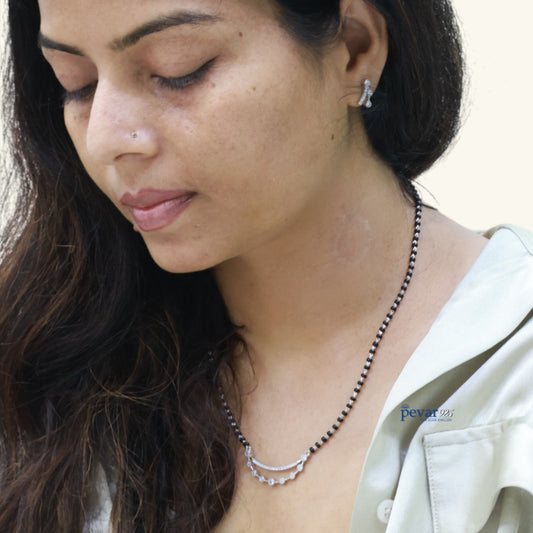 Oxidized Silver Double Layer Mangalsutra