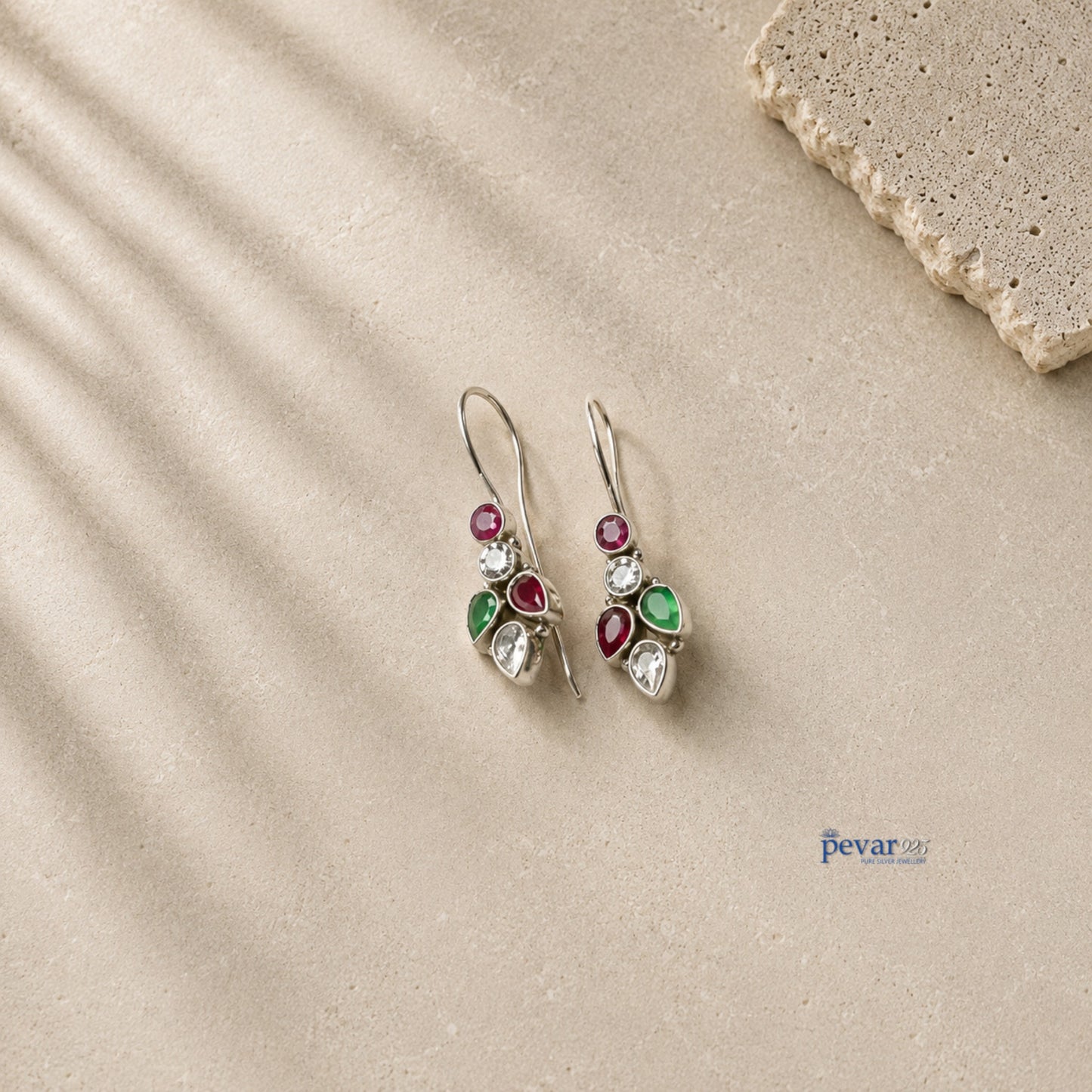 Oxidized Silver Colorful leaf earrings
