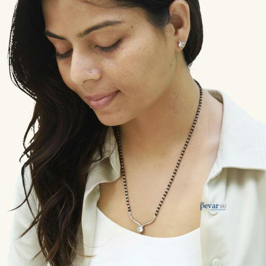 Oxidized Silver Single Layer Mangalsutra