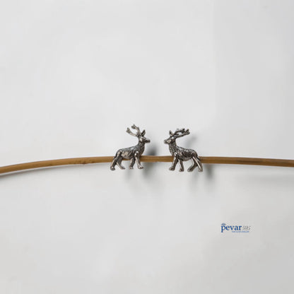 Oxidized Silver Reindeer Earrings