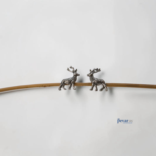Oxidized Silver Reindeer Earrings