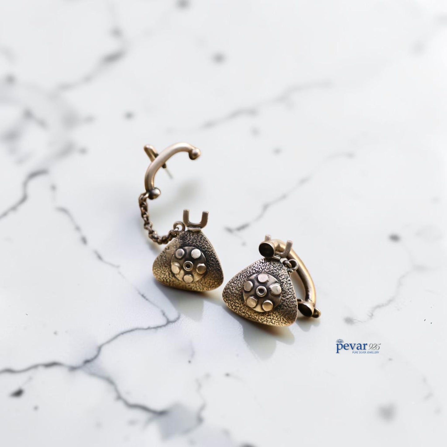 Oxidized Silver Vintage Style Telephone Ear Cuffs
