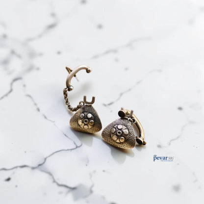 Oxidized Silver Vintage Style Telephone Ear Cuffs