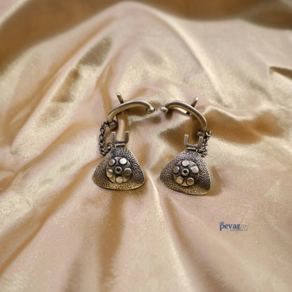 Oxidized Silver Vintage Style Telephone Ear Cuffs
