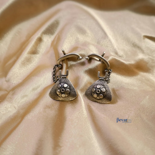 Oxidized Silver Vintage Style Telephone Ear Cuffs