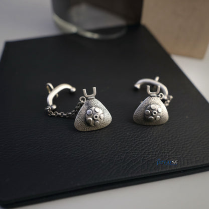 Oxidized Silver Vintage Style Telephone Ear Cuffs