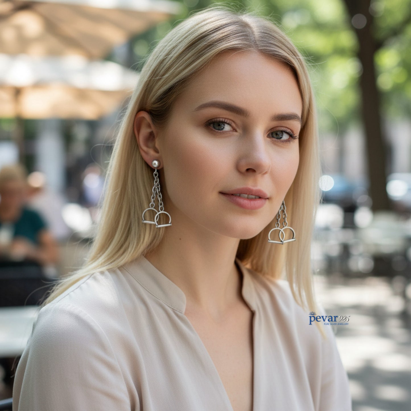 Oxidized Stylish Silver Handcuffs Earrings