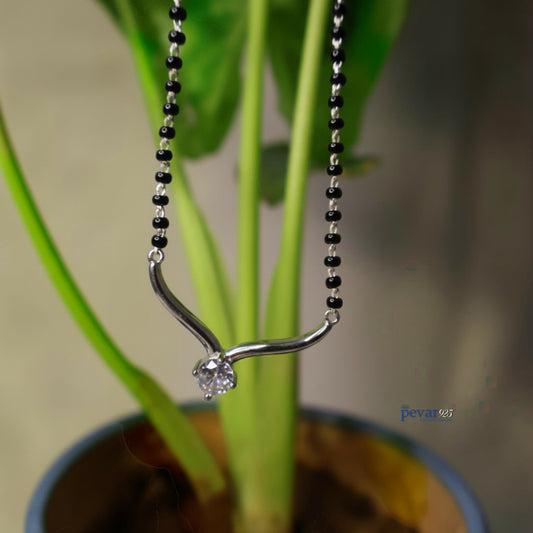 Oxidized Silver Single Layer Mangalsutra