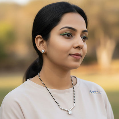 Oxidized Silver Single Layer Mangalsutra