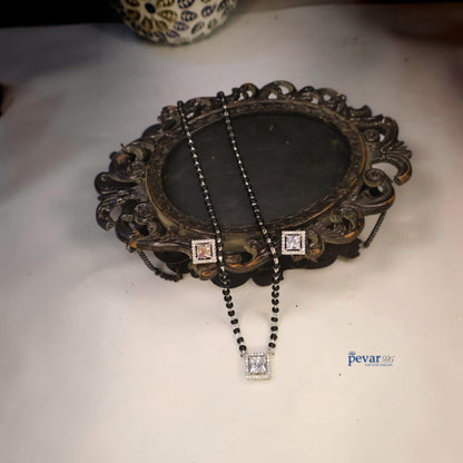 Oxidized Silver Square Diamond Mangalsutra