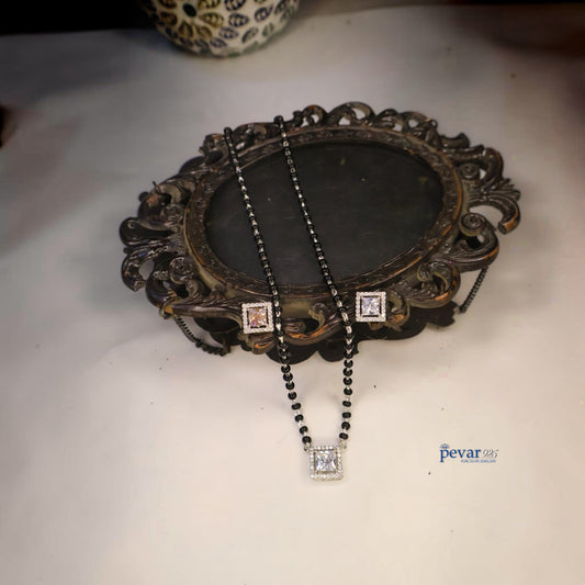 Oxidized Silver Square Diamond Mangalsutra