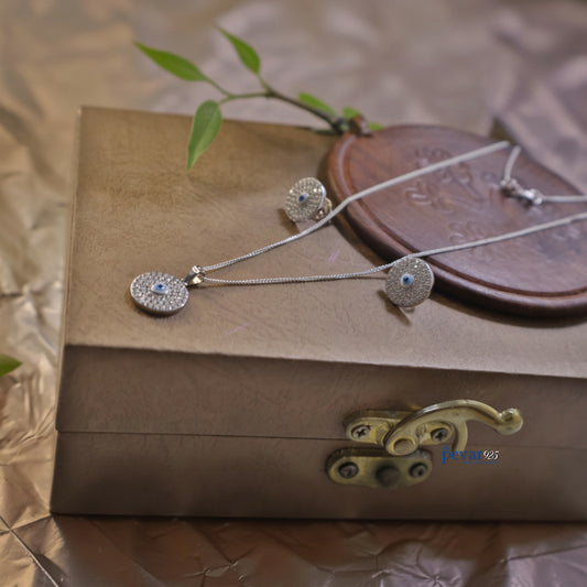 Sterling Silver Evil Eye Necklace Set