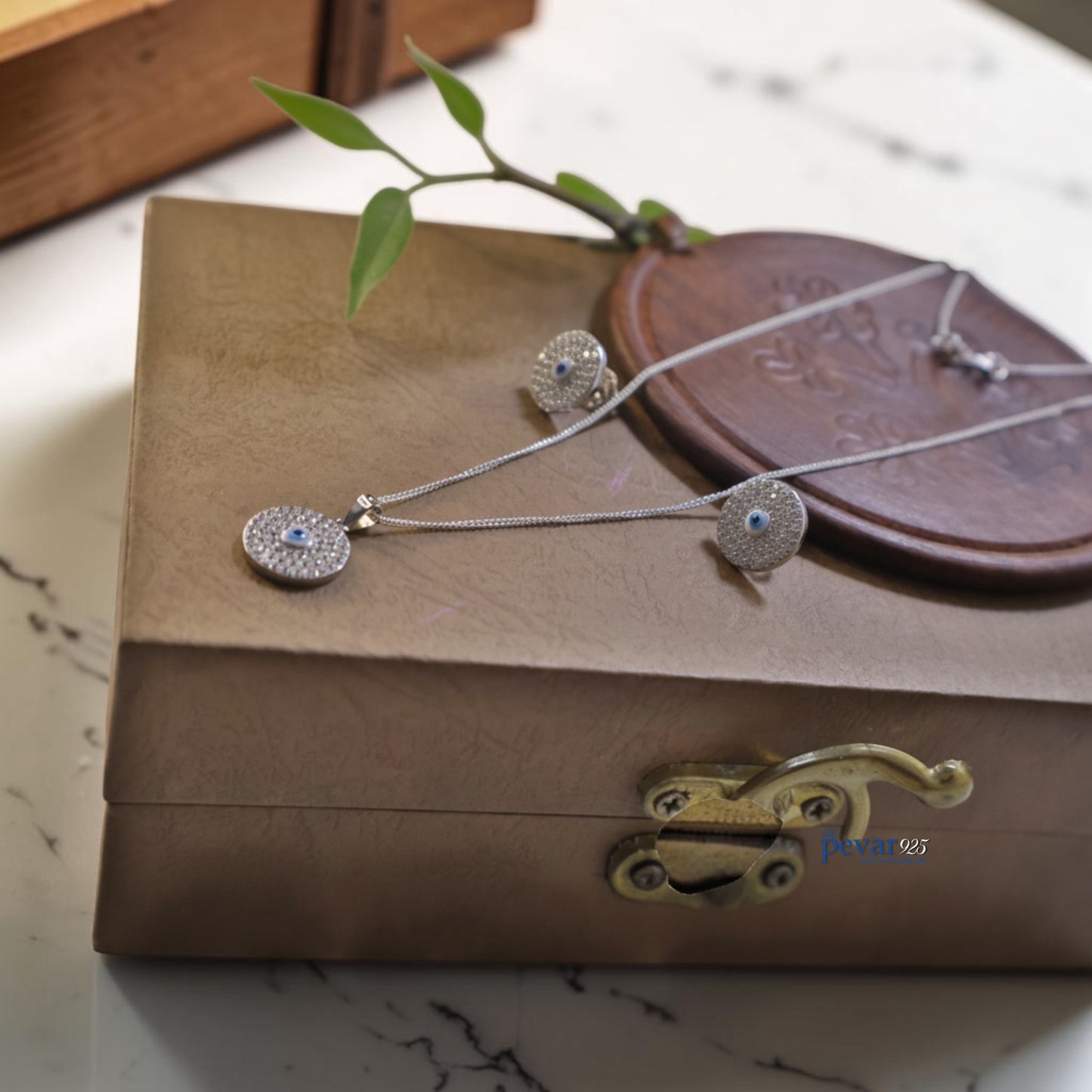 Sterling Silver Evil Eye Necklace Set