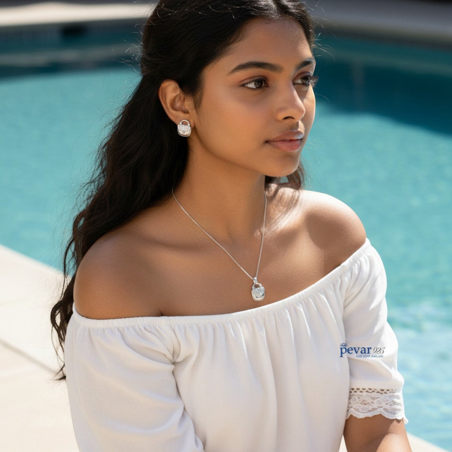 Sterling Silver Purse Style Necklace Set