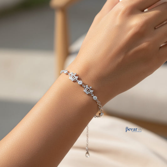 Sterling Silver Crown Infinity Bracelet