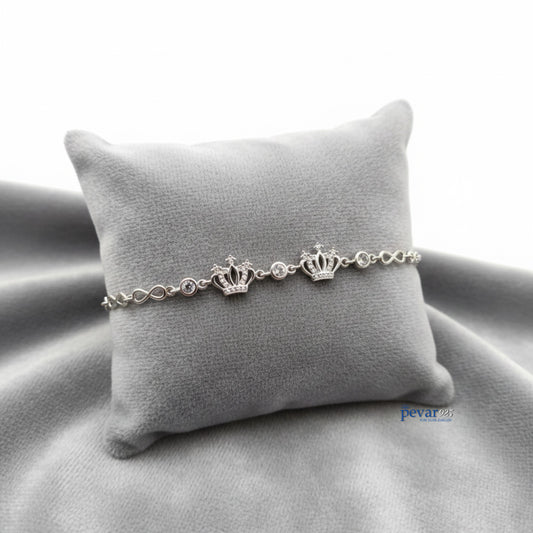 Sterling Silver Crown Infinity Bracelet