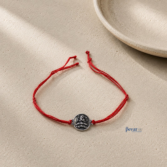 Sterling Silver Ganesha Rakhi Charm Bracelet