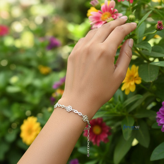 Sterling Silver Multi Flower Bracelet