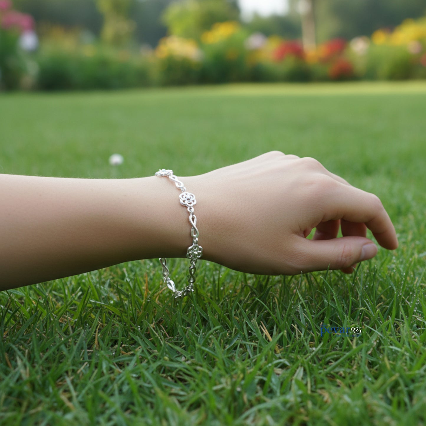 Sterling Silver Multi Flower Bracelet