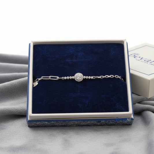 Sterling Silver Round Diamond Bracelet