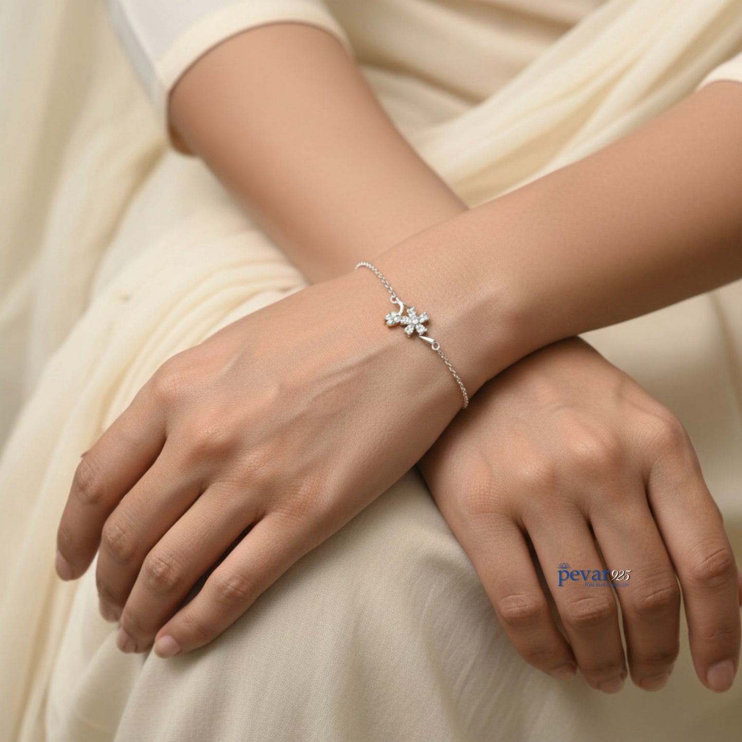 Sterling Silver Single Flower Bracelet