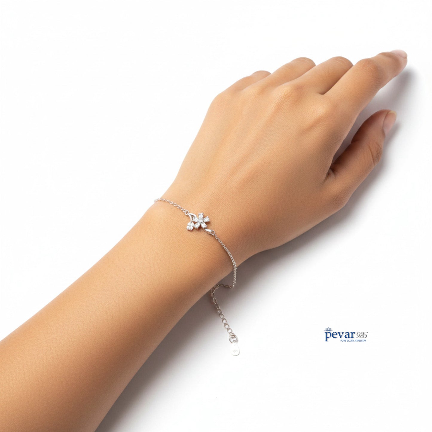 Sterling Silver Single Flower Bracelet